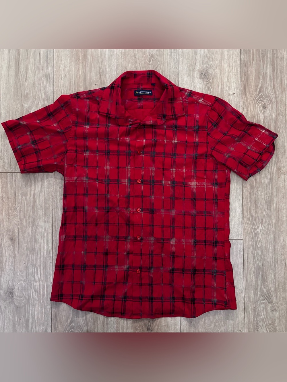 Short-Sleeve Red Plaid Button-Down Shirt by Aeropostale